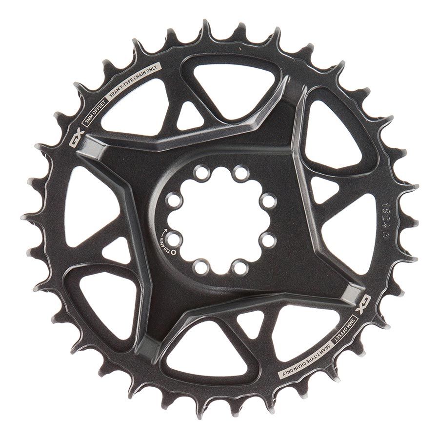 SRAM, GX Eagle T-Type DM, Chainring, Teeth: 34, Speed: 12, BCD: Direct Mount SRAM 8 Bolt, Aluminum, Grey