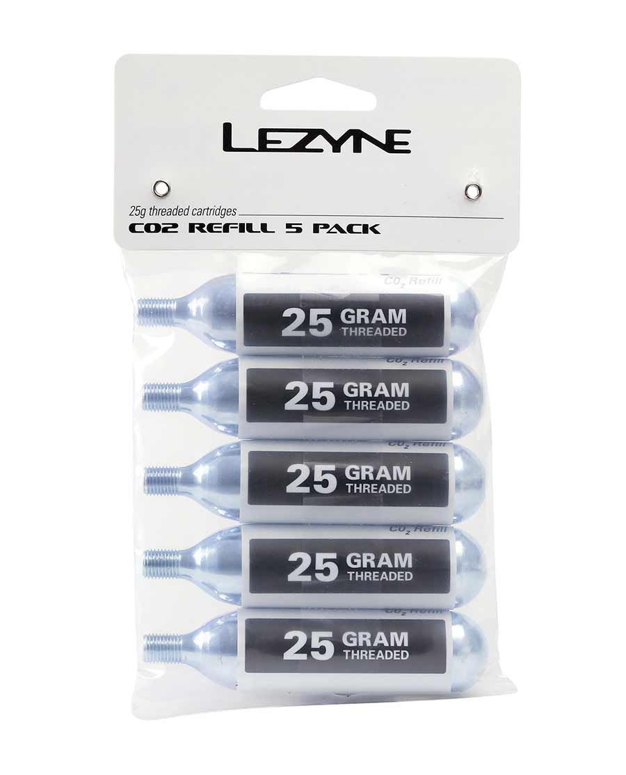 Lezyne, COÂ˛ Cartridges, Threaded, 25g, 5 units