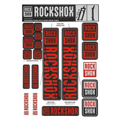 RockShox, 35mm Decal Kit - MY18, Red, Kit