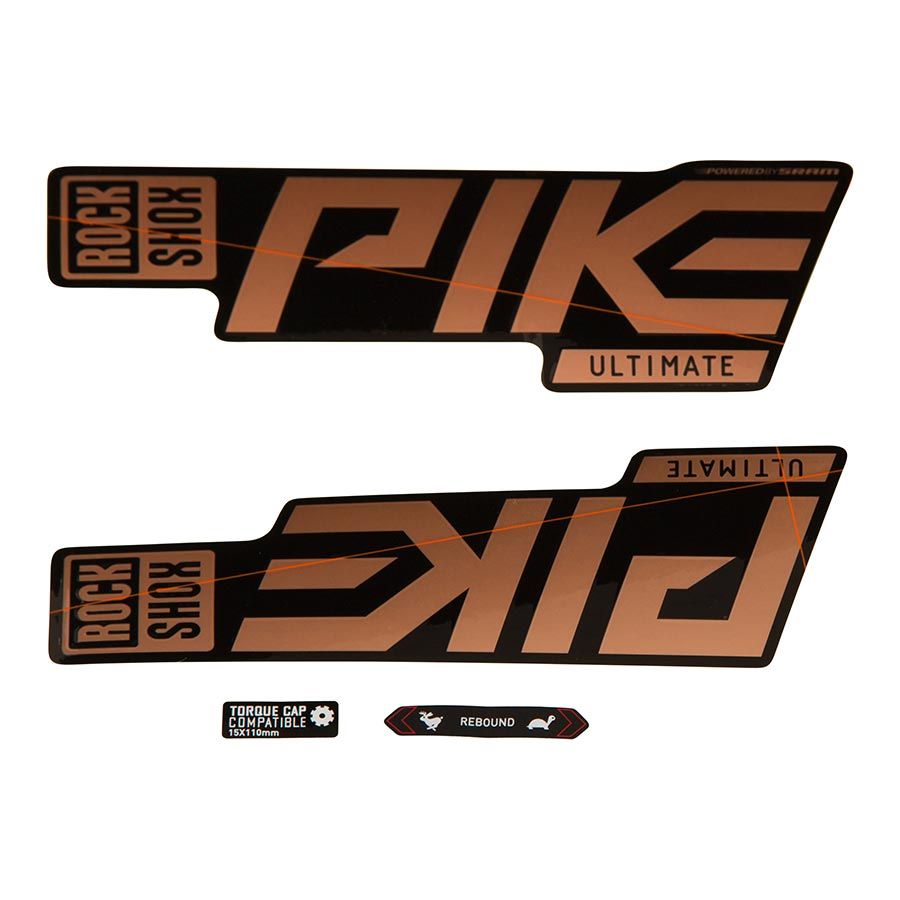 RockShox, Pike Ultimate Decal Kit, Matte Copper for Gloss Black Lowers