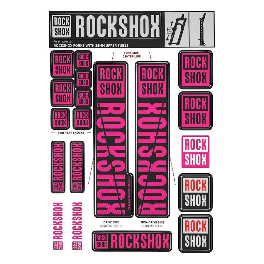 RockShox, 35mm Decal Kit - MY18, Magenta, Kit
