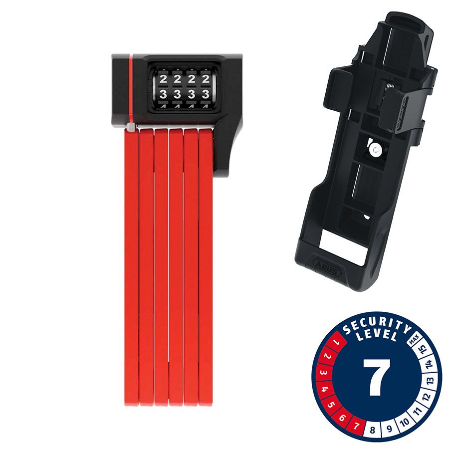 Abus, Bordo uGrip 5700C, Folding Lock, Combination, 80cm, 2.6', 5mm, Red