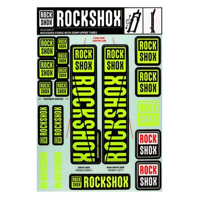 RockShox, Decal Kit 35mm for 35mm MY18, NE01 Yellow, 11.4318.003.507