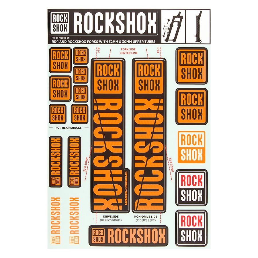 RockShox, 30/32mm Decal Kit, NE02 Orange
