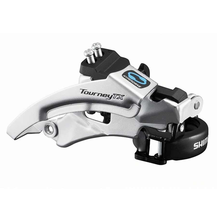 Shimano, Tourney FD-TX800-TS6, Front derailleur, 7-8 speeds, Top swing, Dual pull, Multi clamp, Triple, 66-69Â°