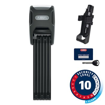 Abus, Bordo XPlus Alarm 6000, Folding Lock, Key, 90cm, 3', 5mm, Black