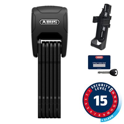 Abus, Bordo Granit XPlus Alarm 6500, Folding Lock, Key, 90cm, 3', 5.5mm, Black