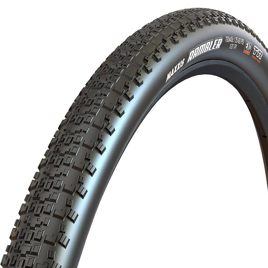 Maxxis, Rambler, Gravel Tire, 700x45C, Folding, Tubeless Ready, HYPR-X, EXO, 120TPI, Black