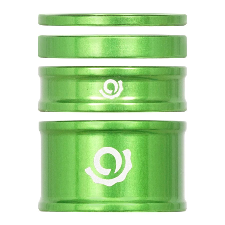 Industry Nine, iRiX, Headset Spacer Kit, 1-1/8'', Height: 2.5mm/5mm/10mm/20mm, Aluminum, Lime