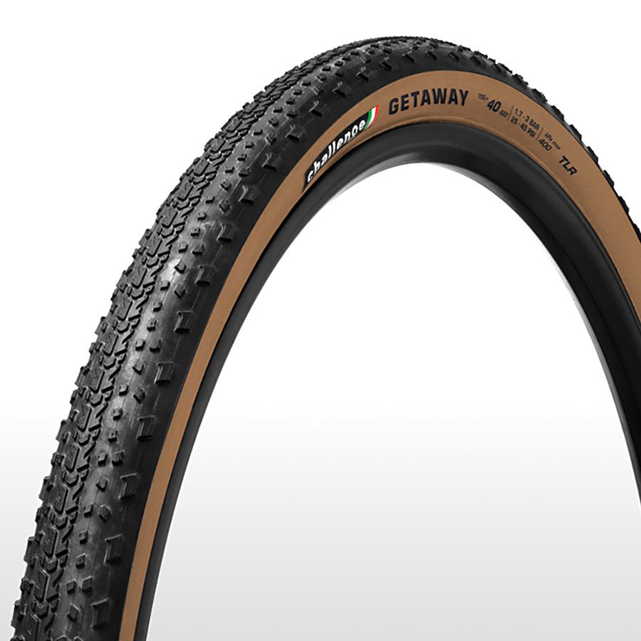 Challenge, Getaway Race V-TLR, Gravel Tire, 700x40C, Folding, Tubeless Ready, SMART-V, PPS, 120TPI, Tanwall