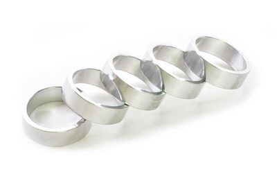 Wheels Manufacturing, Headset Spacer, 1-1/8'', Height: 10mm, Aluminum, Silver, 5pcs
