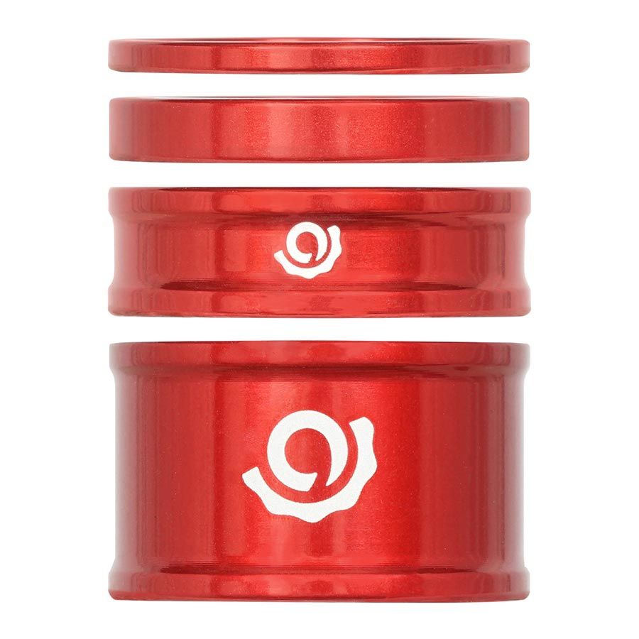Industry Nine, iRiX, Headset Spacer Kit, 1-1/8'', Height: 2.5mm/5mm/10mm/20mm, Aluminum, Red