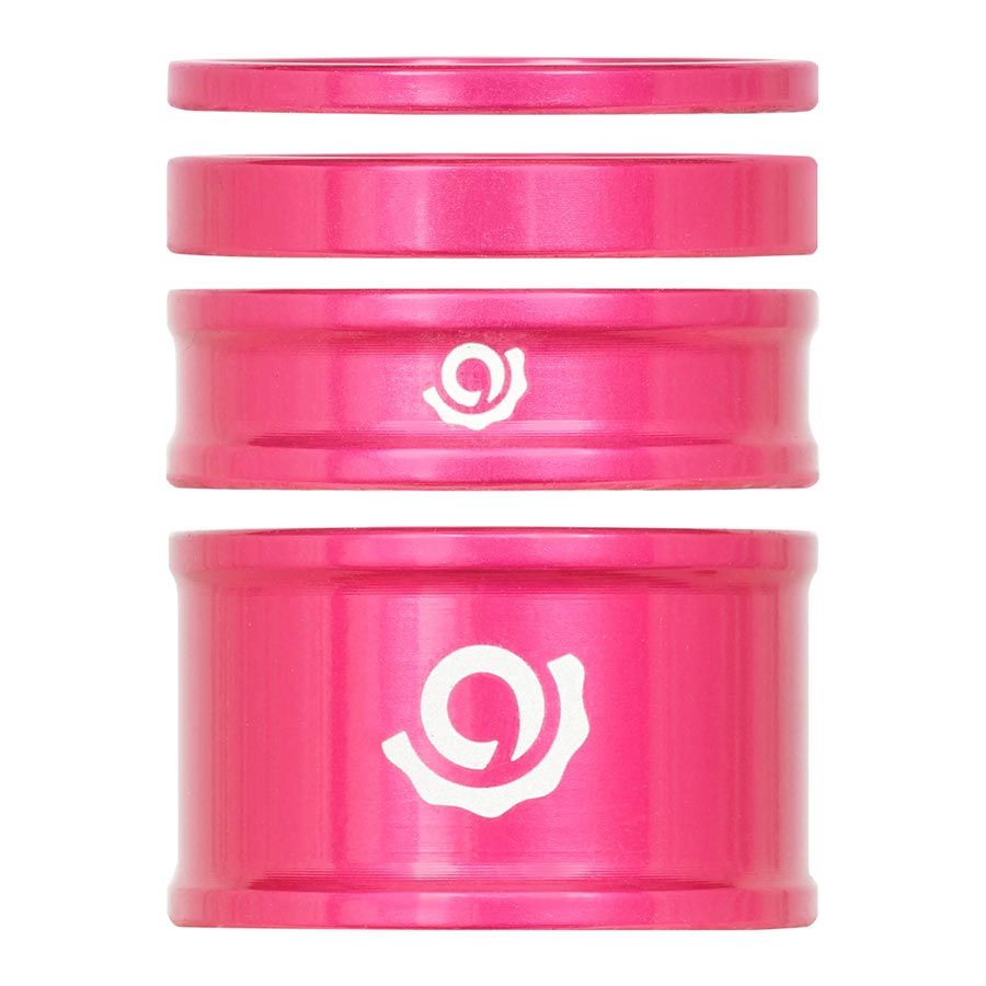 Industry Nine, iRiX, Headset Spacer Kit, 1-1/8'', Height: 2.5mm/5mm/10mm/20mm, Aluminum, Pink