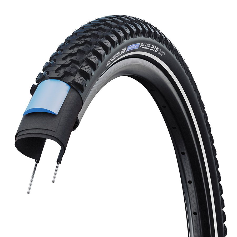 Schwalbe, Marathon Plus MTB, Hybrid Tire, 27.5"x2.25, Wire, Clincher, Addix, SmartGuard, TwinSkin, Reflex, 67TPI, Black
