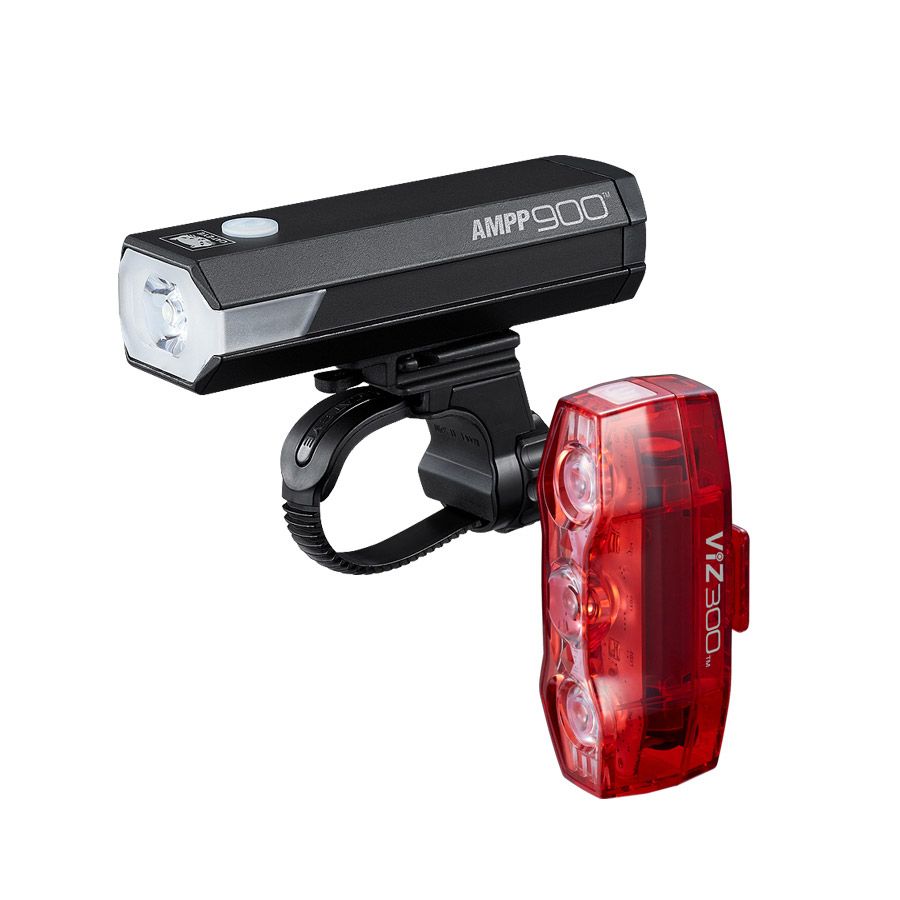 CatEye, AMPP900/VIZ300, Light, Front and Rear, Black, Set