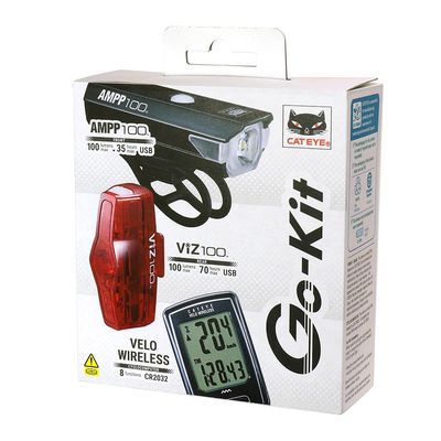 CatEye, Velo Wireless/AMPP 100/ViZ 100, Light, Set, Black