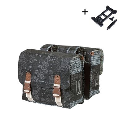 Basil, BohĂ¨me Double, Pannier, 35L, Grey, Pair