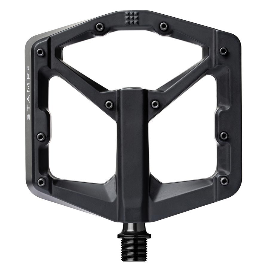 crankbrothers, STAMP 2 Large, Platform Pedals, Body: Aluminum, Spindle: Cr-Mo, 9/16'', Black, Pair
