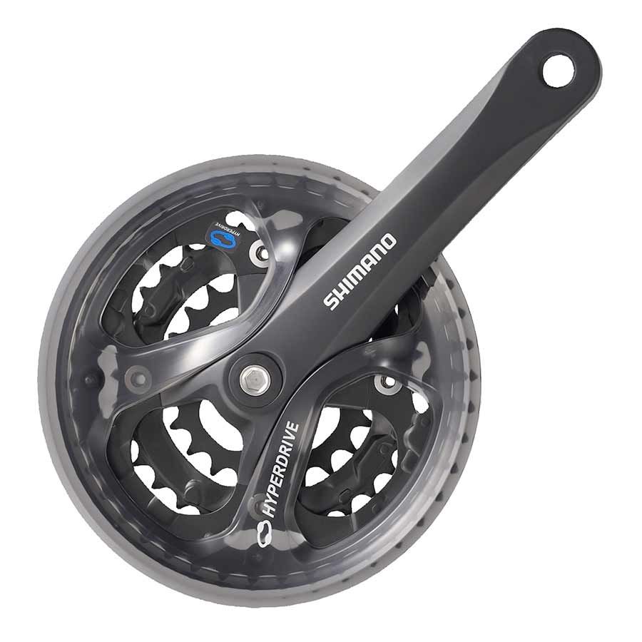 Shimano, Acera FC-M361, Crankset, 7/8 sp., 175mm, 28/38/48T, BCD:64/104mm, Square, 50 mm, Black, With chainguard