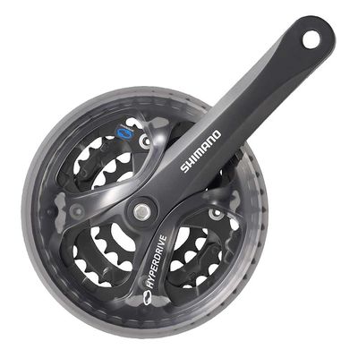 Shimano, Acera FC-M361, Crankset, 7/8 sp., 175mm, 28/38/48T, BCD:64/104mm, Square, 50 mm, Black, With chainguard