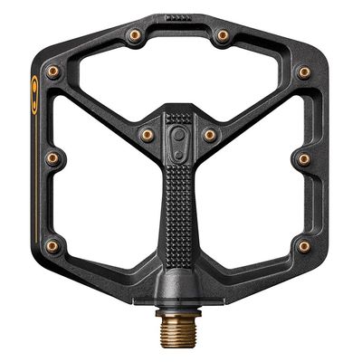 crankbrothers, STAMP 11 Large, Platform Pedals, Body: Aluminum, Spindle: Titanium, 9/16'', Black &amp; Gold, Pair