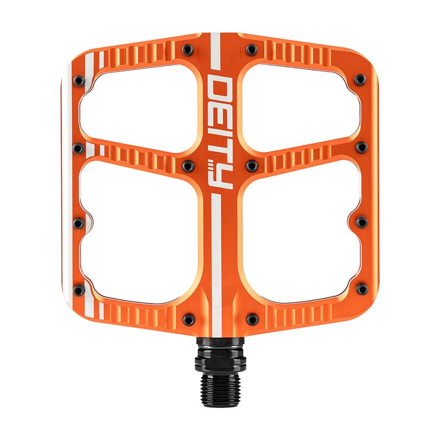 Deity, Flat Trak, Platform Pedals, Body: Aluminum, Spindle: Cr-Mo, 9/16'', Orange, Pair