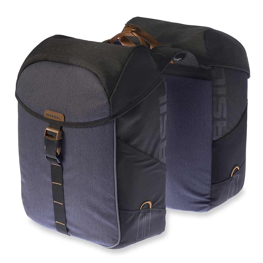 Basil, Miles Double Bag, Pannier, 34L, Black