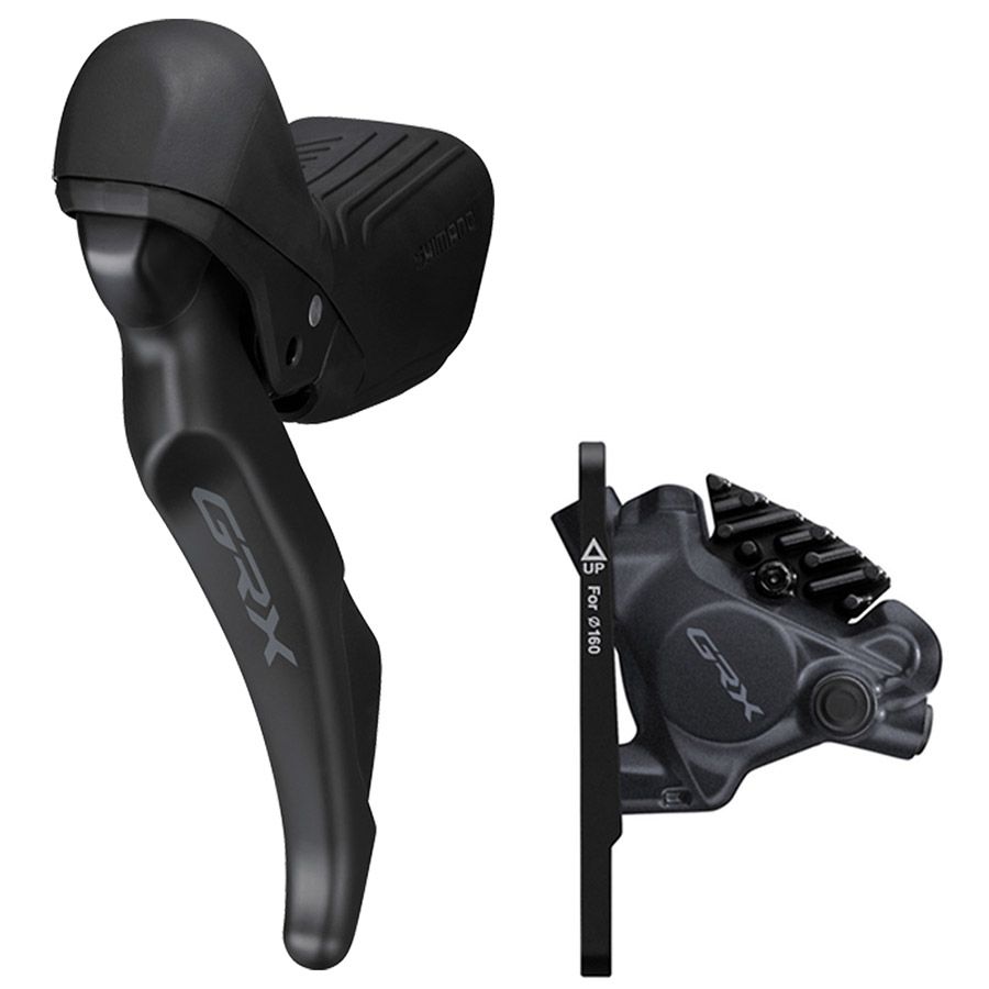 Shimano, GRX ST-RX610/BL-RX610/BR-RX410, Road Hydraulic Disc Brake, Front, Flat mount, 160mm (not included), Black, IRX6103DLF6SC100A