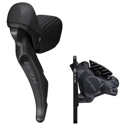 Shimano, GRX ST-RX610/BL-RX610/BR-RX410, Road Hydraulic Disc Brake, Front, Flat mount, 160mm (not included), Black, IRX6103DLF6SC100A