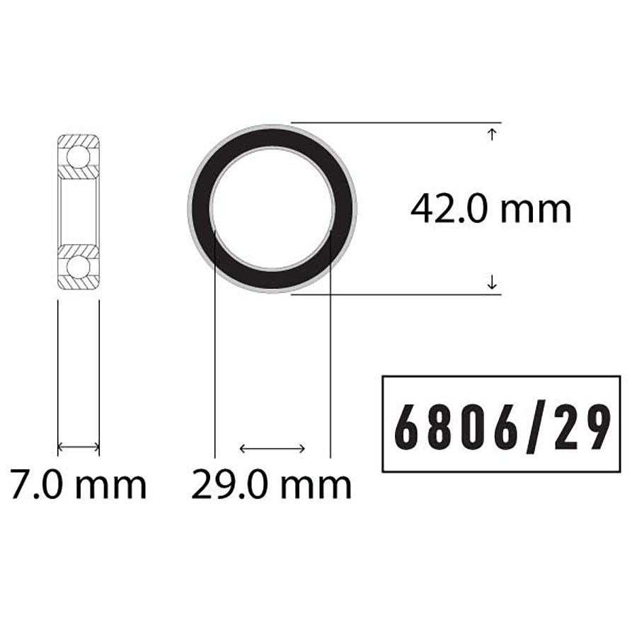 Wheels Manufacturing, Sealed Bearings ABEC 3, Sealed Cartridge Bearing, 6806/29, 29x42x7mm, Steel, 2pcs