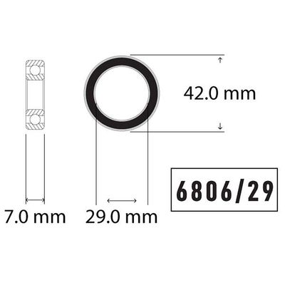 Wheels Manufacturing, Sealed Bearings ABEC 3, Sealed Cartridge Bearing, 6806/29, 29x42x7mm, Steel, 2pcs