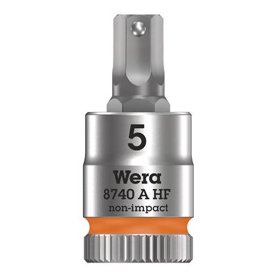 Wera, 8740A HF Zyklop, 1/4'' Drive, Hex 5.0 x 28mm with HF