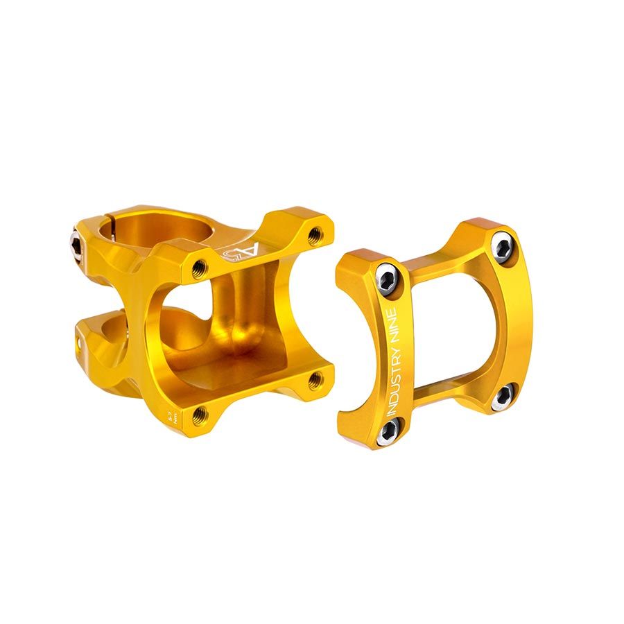 Industry Nine, A318, Stem, Diameter: 31.8mm, Length: 50mm, Steerer: 1-1/8'', 5Â°, Gold