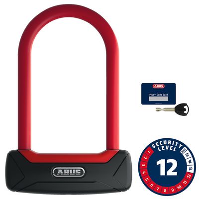 Abus, Granit Plus 640, U-Lock, Key, 12mm, 8.30cm x 15.0cm, 3.3'' x 5.9'', Red