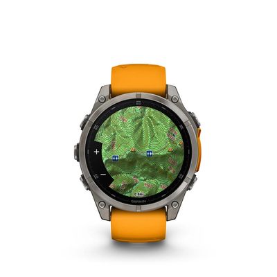 Garmin, fenix 8 AMOLED Sapphire 47mm, Watch, Watch Color: Titanium, Wristband: Orange/ Graphite - Silicone