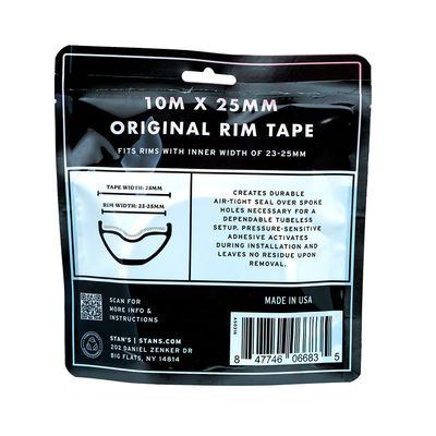 Stans No Tubes, Rim Tape, Tubeless Tape, 10m, 25mm