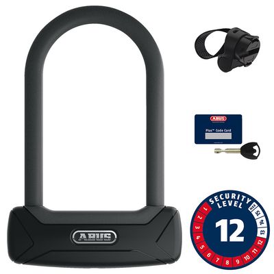 Abus, Granit Plus 640, U-Lock, Key, 12mm, 8.30cm x 23.0cm, 3.3'' x 9'', TexKF, Black
