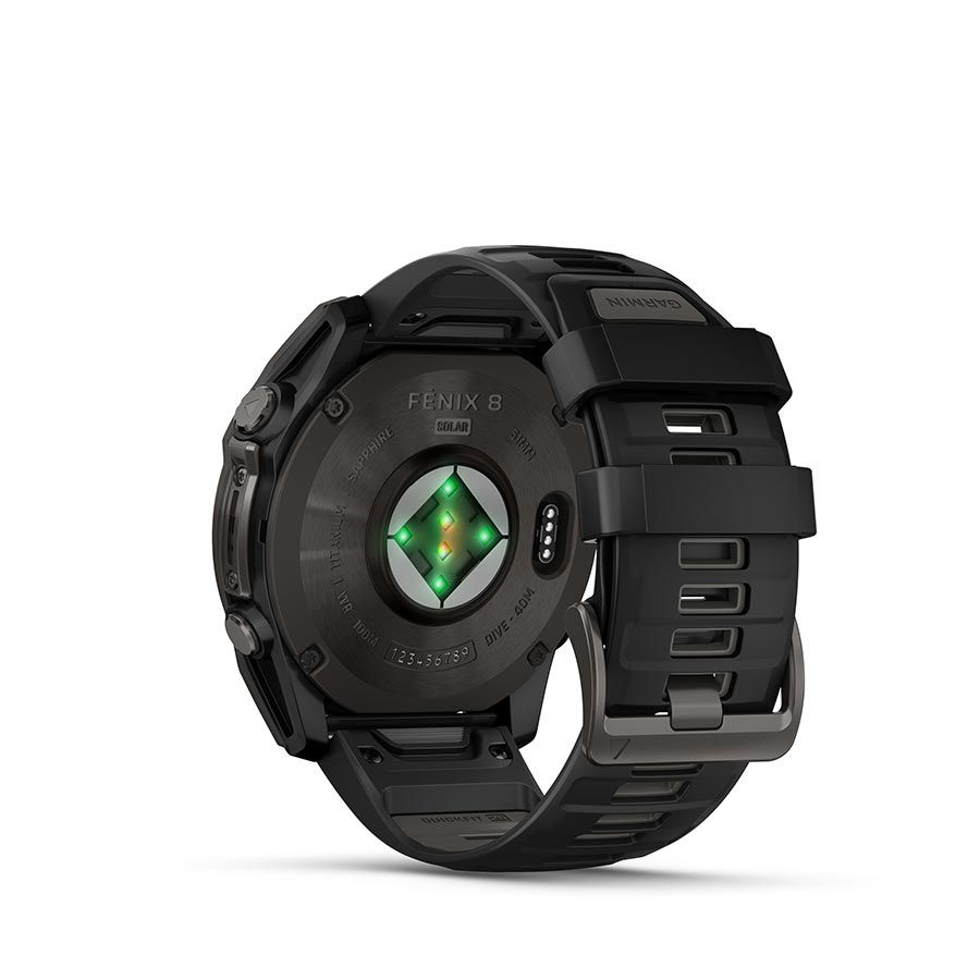 Garmin, fenix 8 Solar Sapphire 51mm, Watch, Watch Color: Grey, Wristband: Black/ Pebble Gray - Silicone