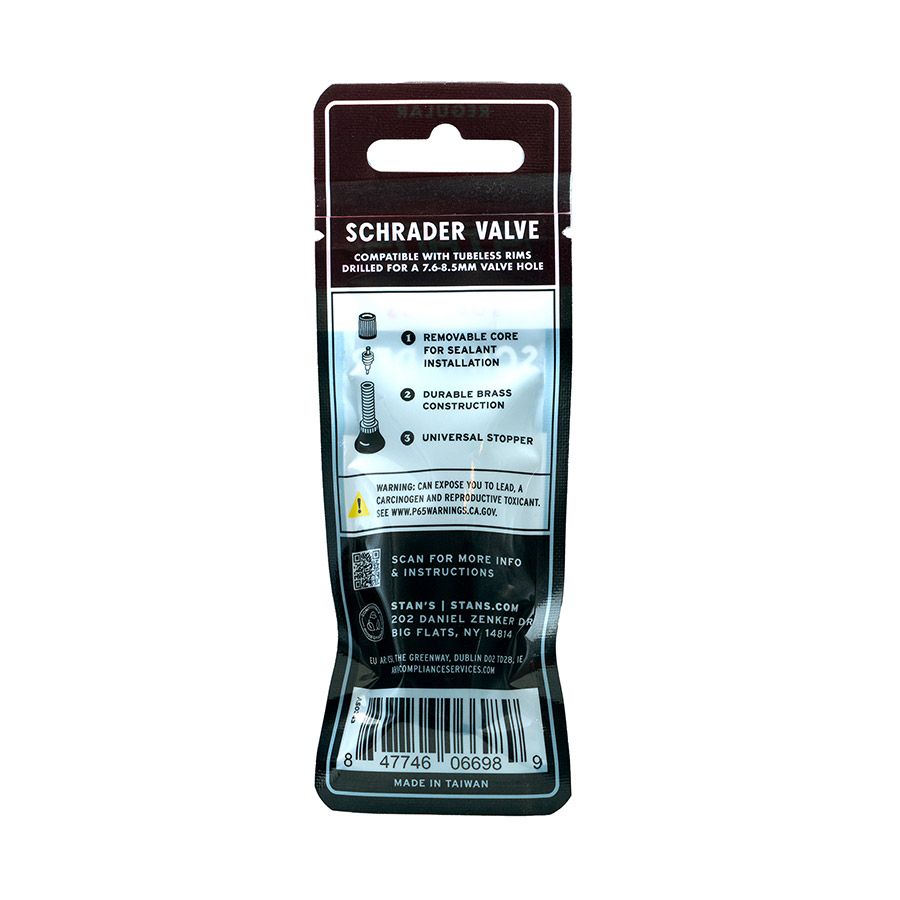 Stans No Tubes, Tubeless Valves, Schrader, 32mm, Pair