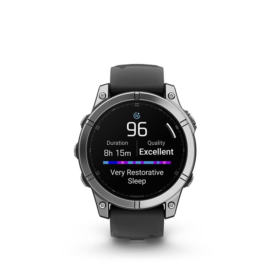 Garmin, fenix E AMOLED 47mm, Watch, Watch Color: Stainless, Wristband: Black - Silicone