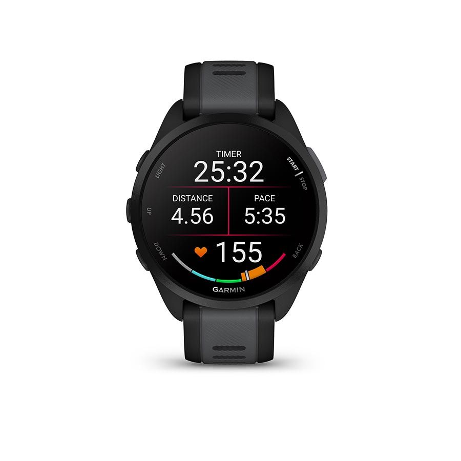 Garmin, Forerunner 165, Watch, Watch Color: Black, Wristband: Slate - Silicone