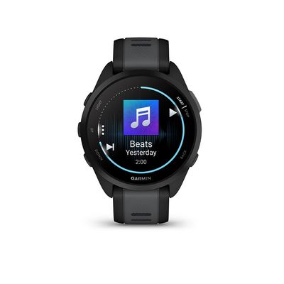 Garmin, Forerunner 165 Music, Watch, Watch Color: Black, Wristband: Slate - Silicone