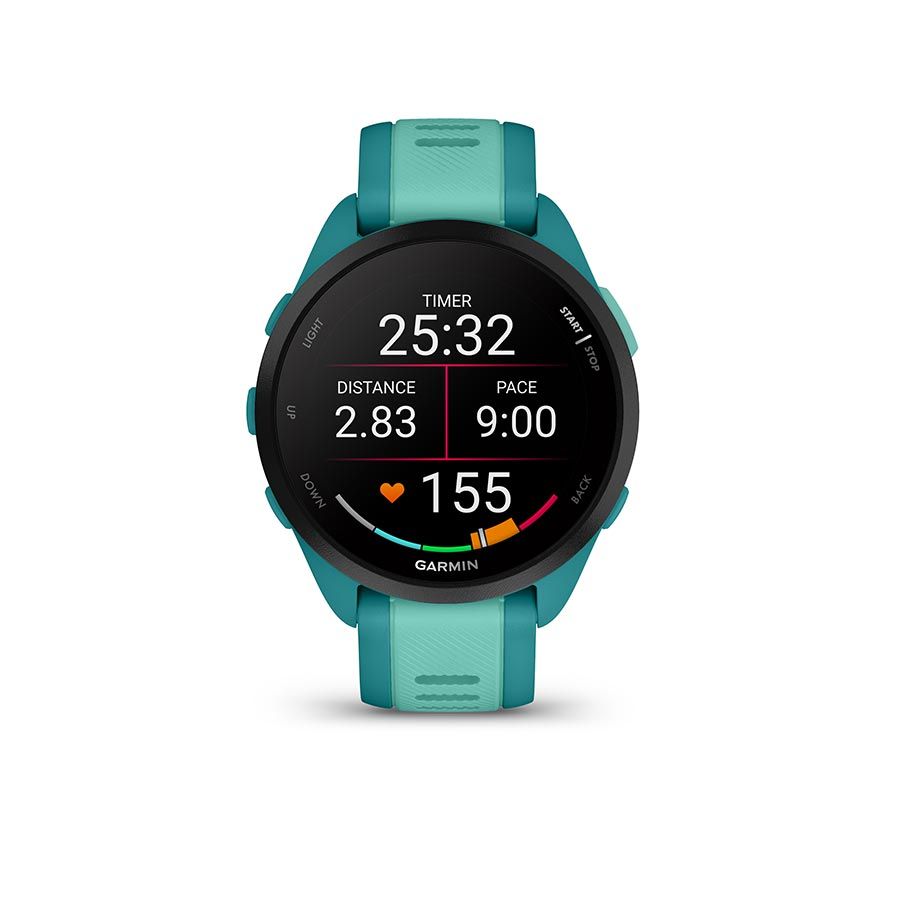 Garmin, Forerunner 165 Music, Watch, Watch Color: Turquoise, Wristband: Aqua - Silicone