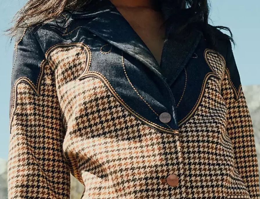 112386802 Houndstooth Blazer Rinse