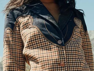 112386802 Houndstooth Blazer Rinse