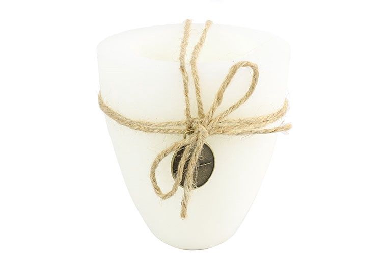 Countryfield - Kaars beker ro Tonnie L wit - L10,2B10,2H11,2CM