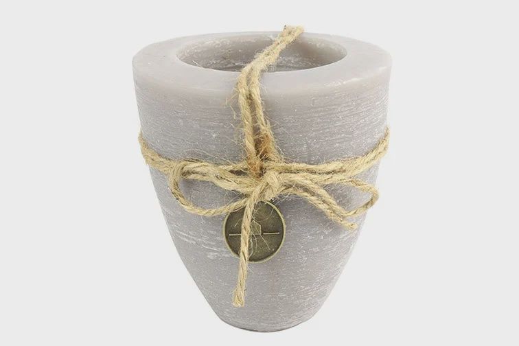 Kaars beker ro Ø10h11cm Tonnie L grijs-L10,2B10,2H11,2CM