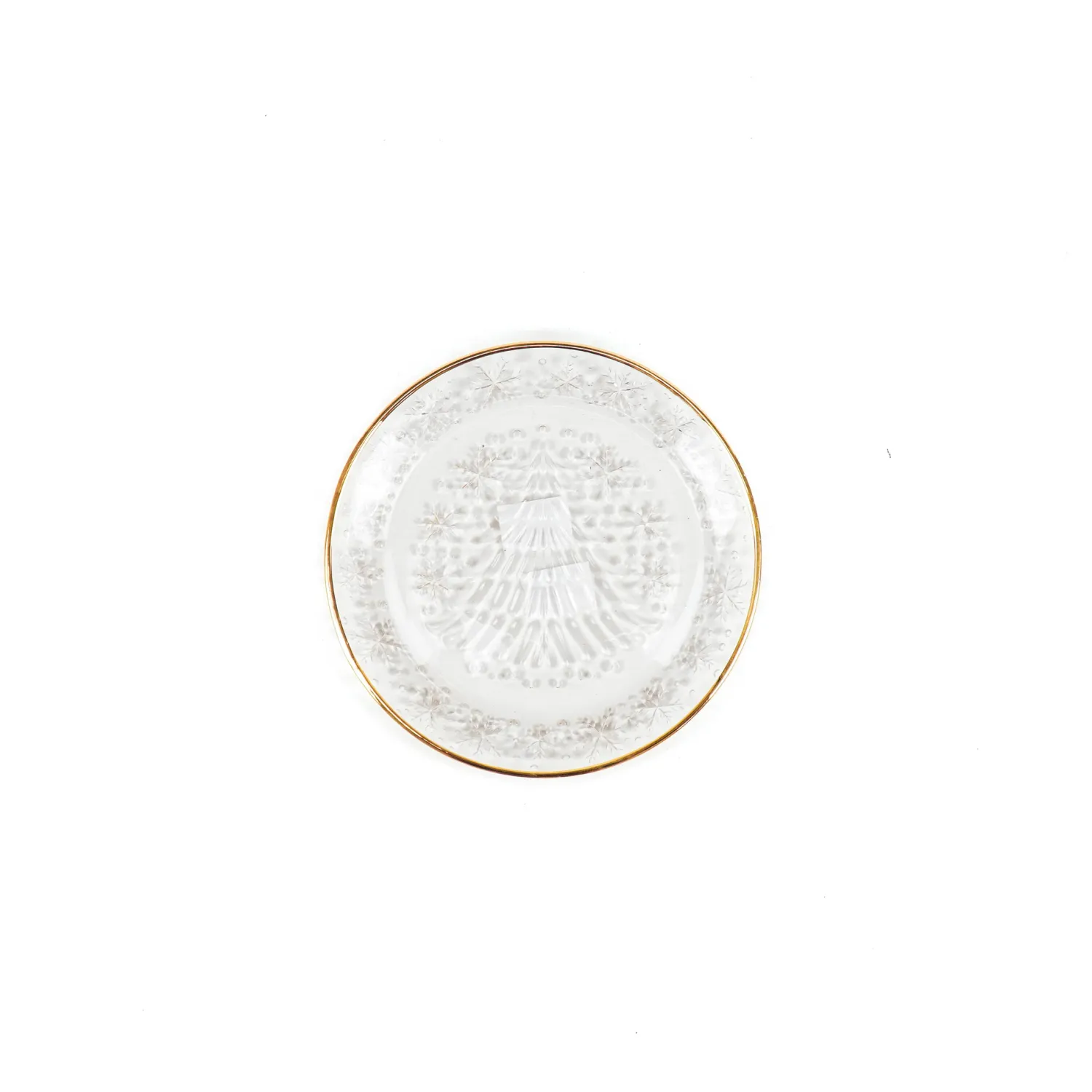 HV - glass dinnerplate with rim - Clear/Gold - 21x2cm
