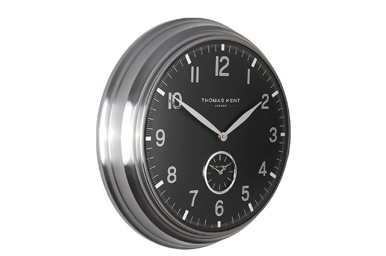 Klok - timekeeper - zwart/zilver - Ø48CM - ALLEEN AFHALEN