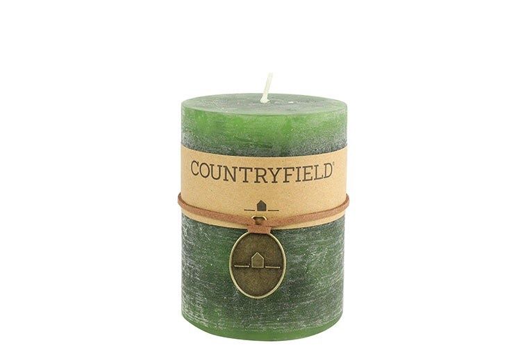 Countryfield -Kaars effen ro Ø7h14cm Tonnie - L - leger groen-L7,3B7,3H14CM